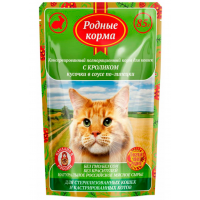 Родные корма пауч для стерилизованных кошек и котов, кролик