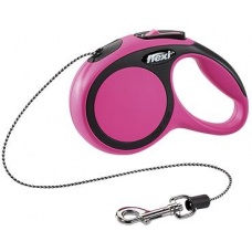 FLEXI New Comfort XS Cord 3 m Поводок-рулетка, трос, черный/розовый, до 8 кг