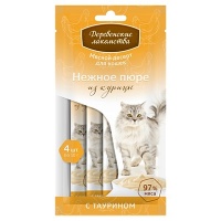 Деревенские лакомства. для кошек "Нежное пюре из курицы", 4х10г