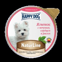 ХэппиДог Natur Line Паштет для собак, Ягненок с печенью, сердцем и рисом ламистер 0,125 кг 72252