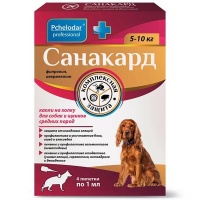 ПЧЕЛОДАР Санакард капли на холку для собак и щенков средних пород (1 пипетка на 1 мл) (4 шт/уп)