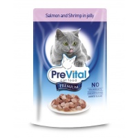 PreVital Premium консервы с лососем и креветками в желе для кошек, 100 г