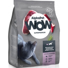 AlphaPet WOW сухой корм для взрослых домашних кошек c Уткой и потрошками