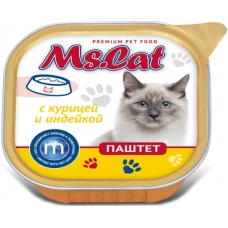 Ms.Cat консервы для кошек паштет с Курицей и индейкой