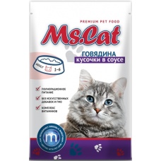 Ms.Cat пауч для кошек кусочки с Говядиной в соусе