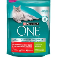 Purina One сухой корм для стерилизованных кошек индейка