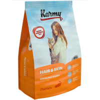 Karmy Hair & Skin сухой корм для кошек, поддерживающий здоровье кожи и шерсти, с лососем